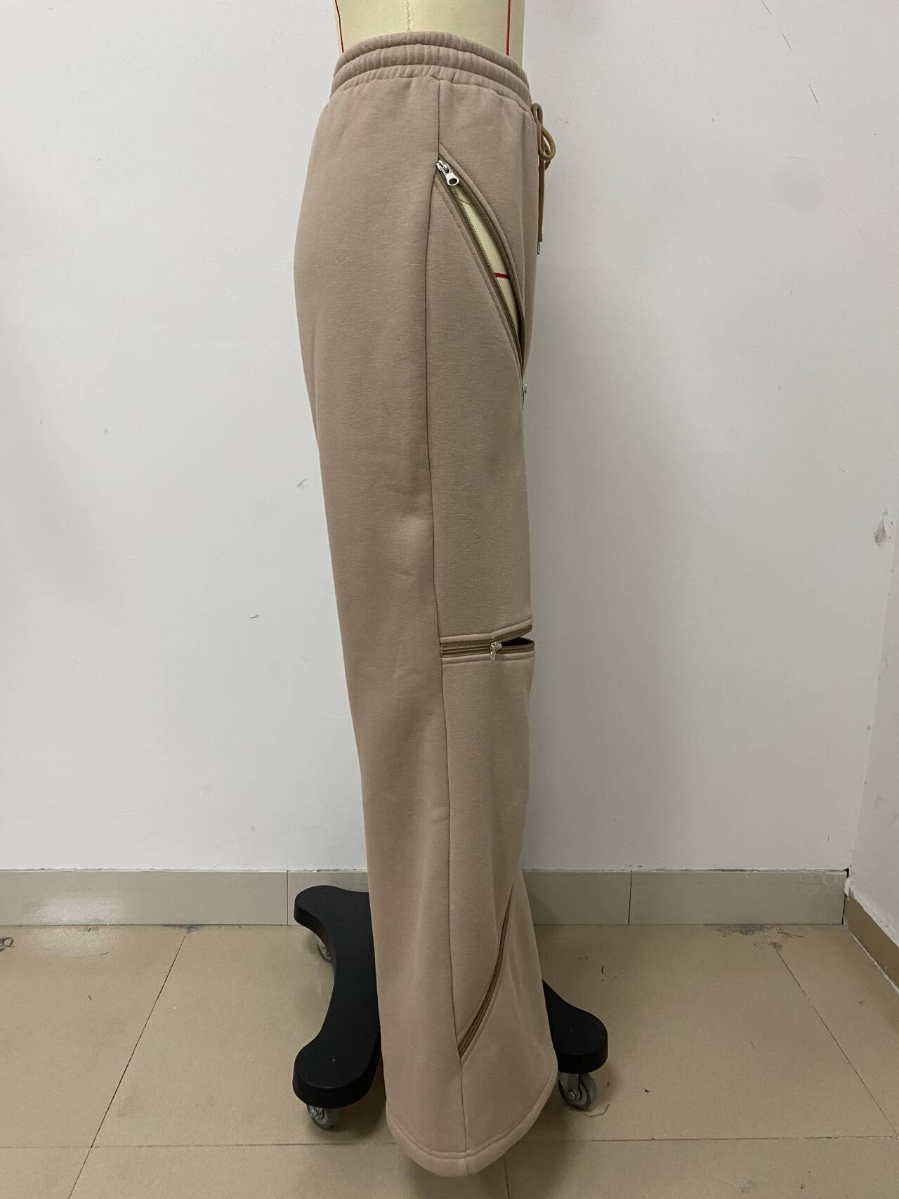 Women Patchwork Zipper Straight Bell Bottom Pants 10