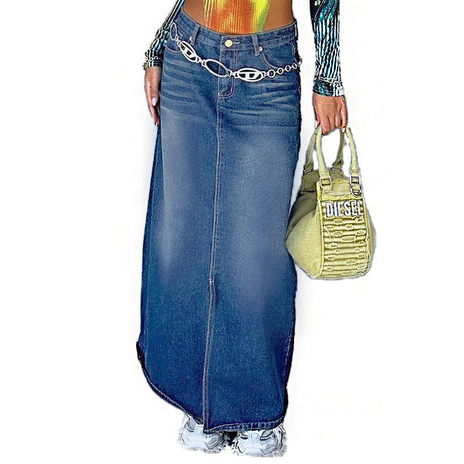 Casual Vintage Denim Long Skirt 3