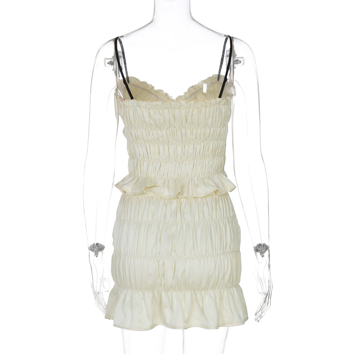 Women Summer V-Neck Solid Camisole and Skirt Two-Piece Set 7