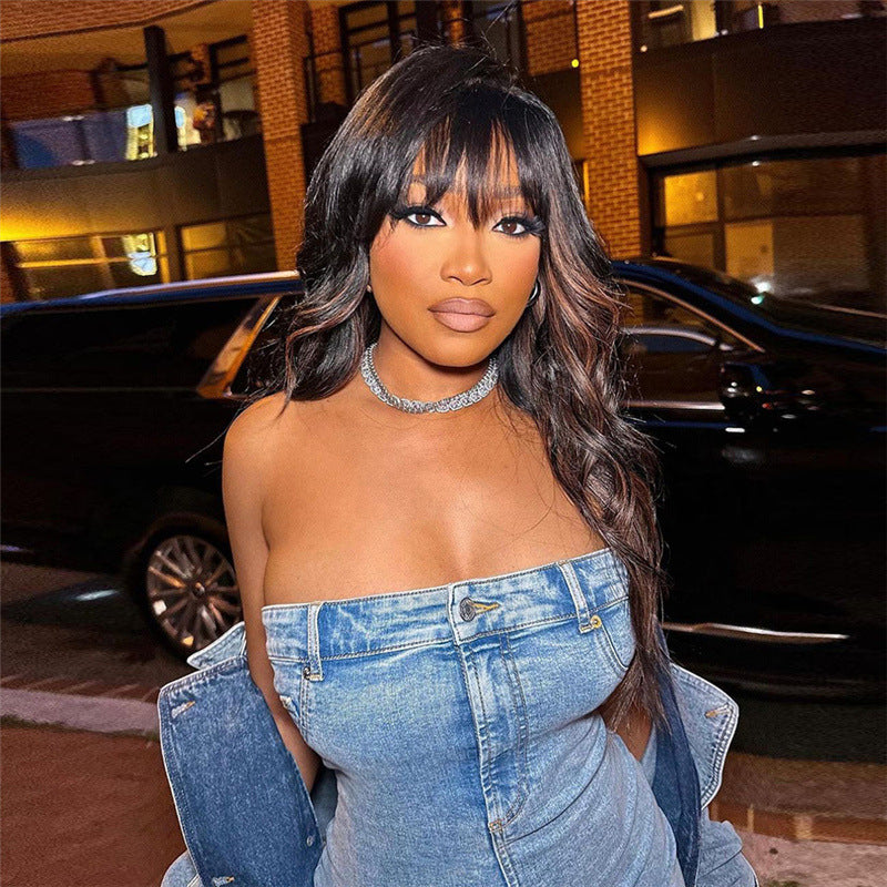 Summer Women Denim Strapless Slim Waist Slim Fit Sexy Bodycon Dress 4