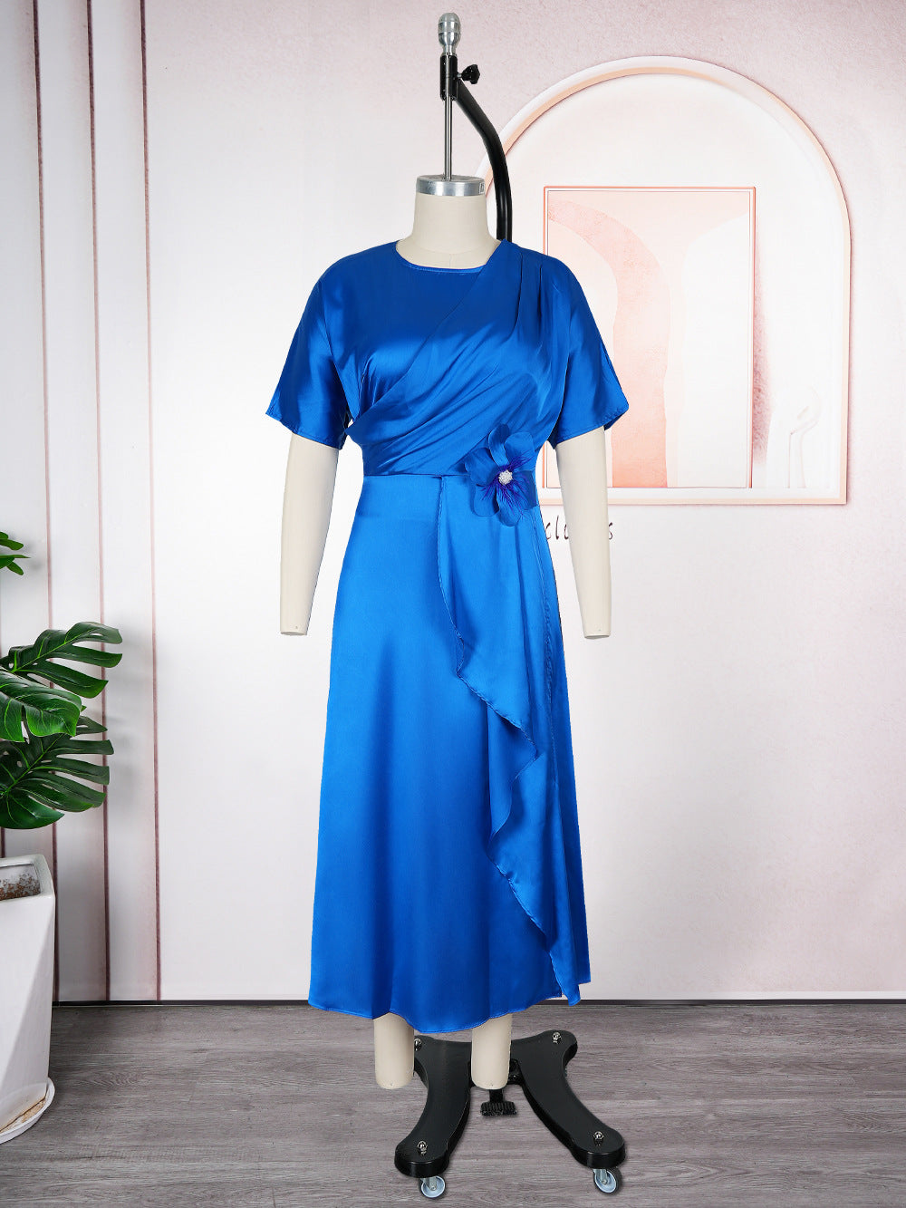 Plus Size African Elegant Solid Dress 11