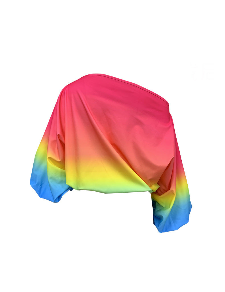 Women's Spring Summer Ladies Fashion Chic Print Loose Slash Shoulder Top 17