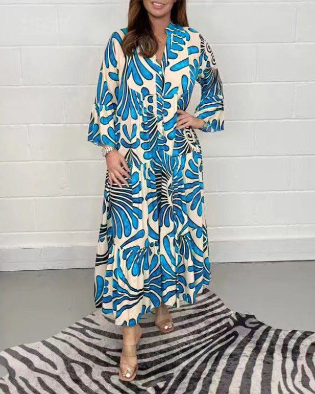 Fall Winter Women's Printed Loose Casual Dresses 13