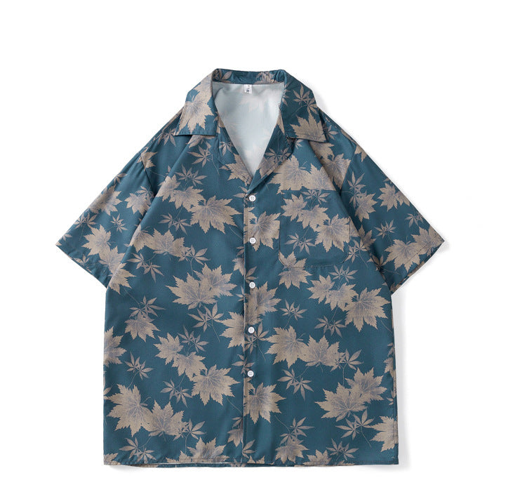 American Retro Classic Flower Shirt Men's Short-Sleeved Summer Casual Loose Hawaiian Shirt 8