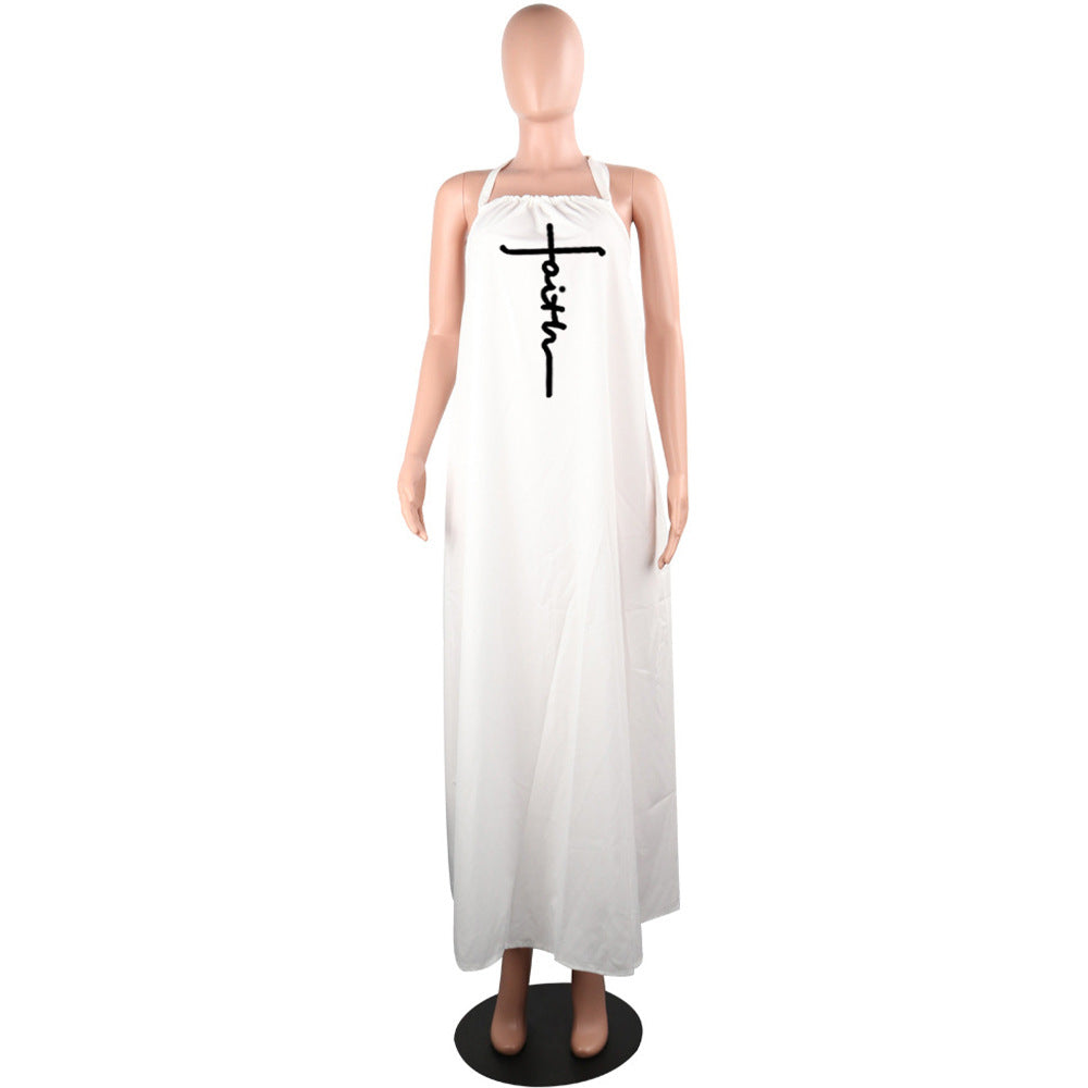 Women's Sling Loose Halter Print Boho Maxi Dress 31