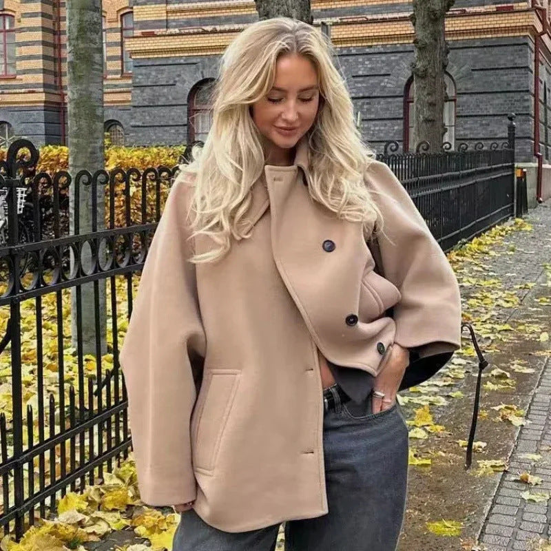 Women's Single-Breasted Turndown Collar Loose Coat 9