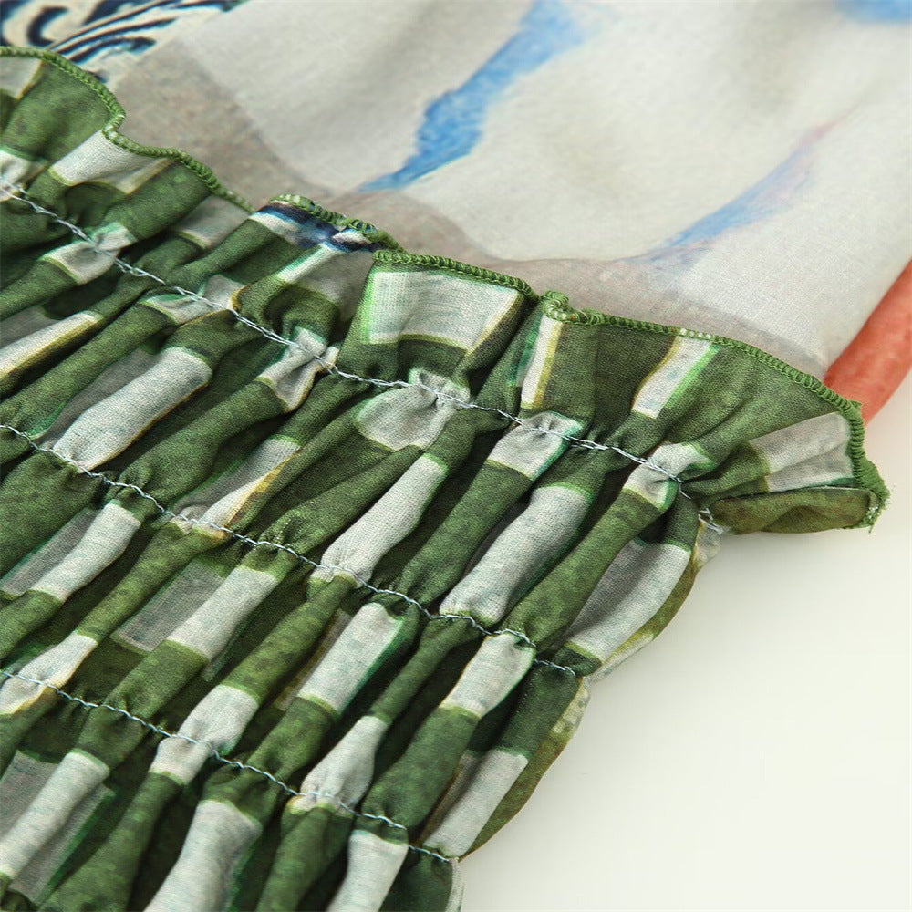 Summer Women's Print Chic Slim Waist Sleeveless Casual Dress 14