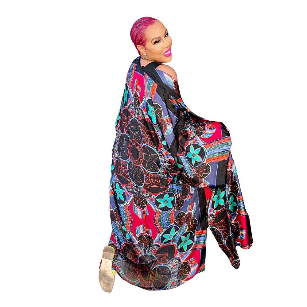 Women Printed Loose Casual Kimono Long Sleeve Robe 30