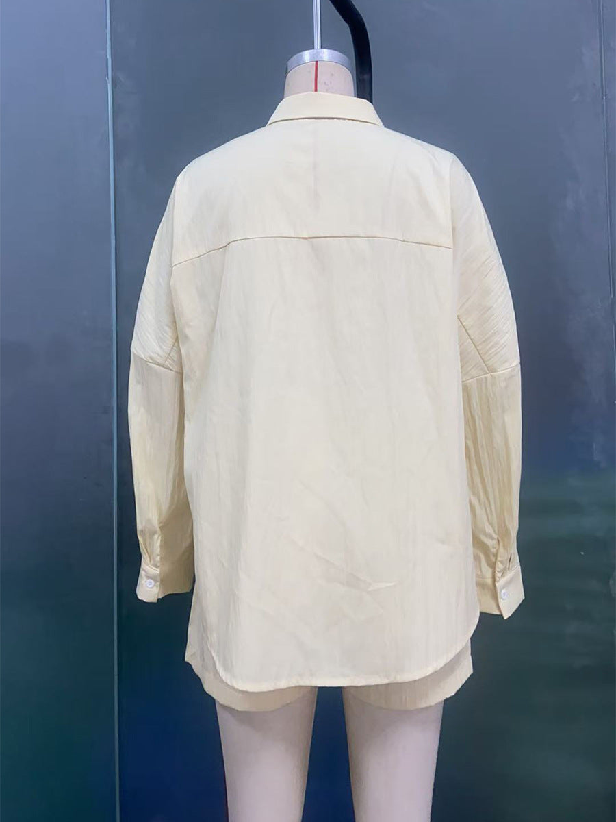 Long-Sleeve Shirt & Shorts Set Summer Two-Piece Outfit 7