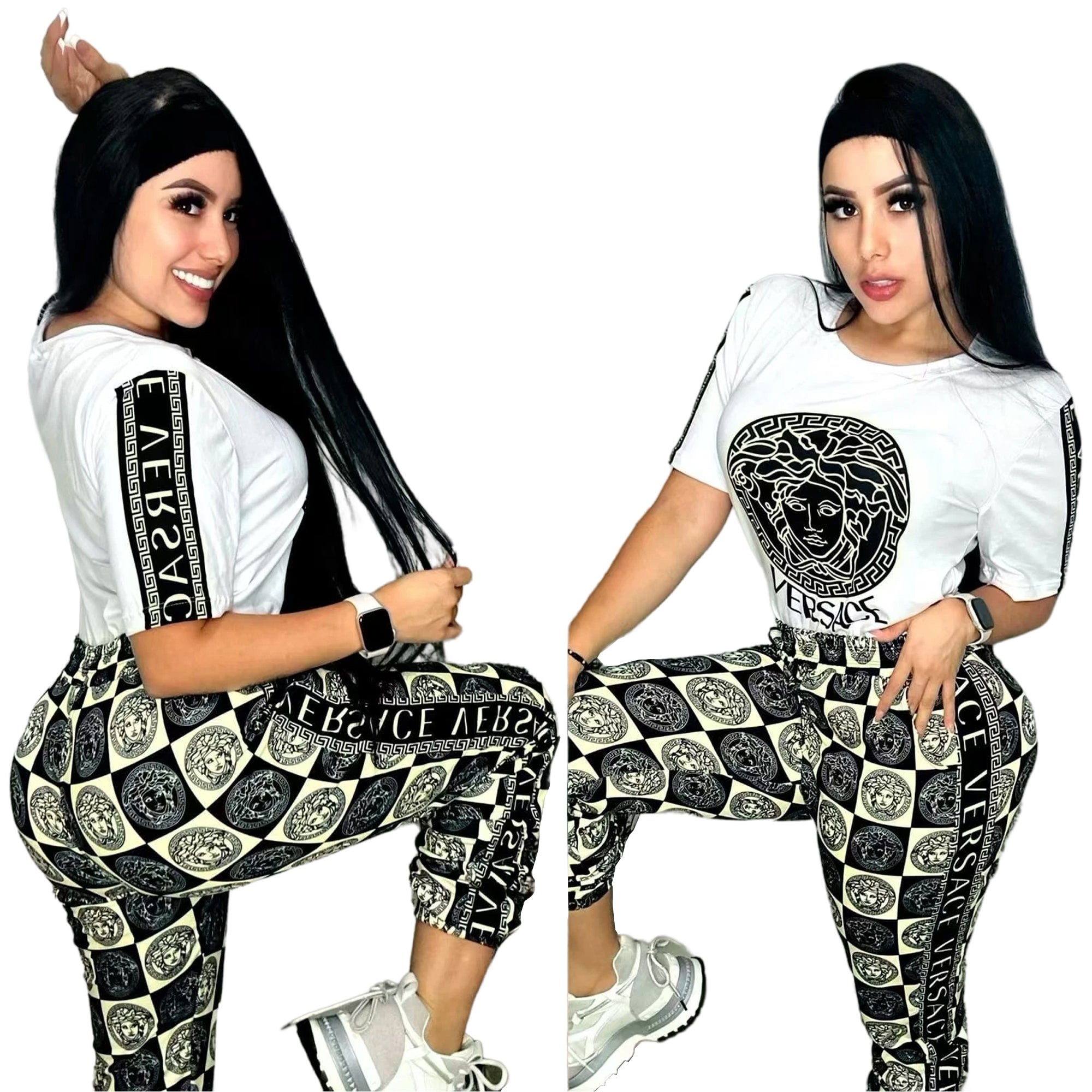Women Print Top and Pants Two Piece Set 7