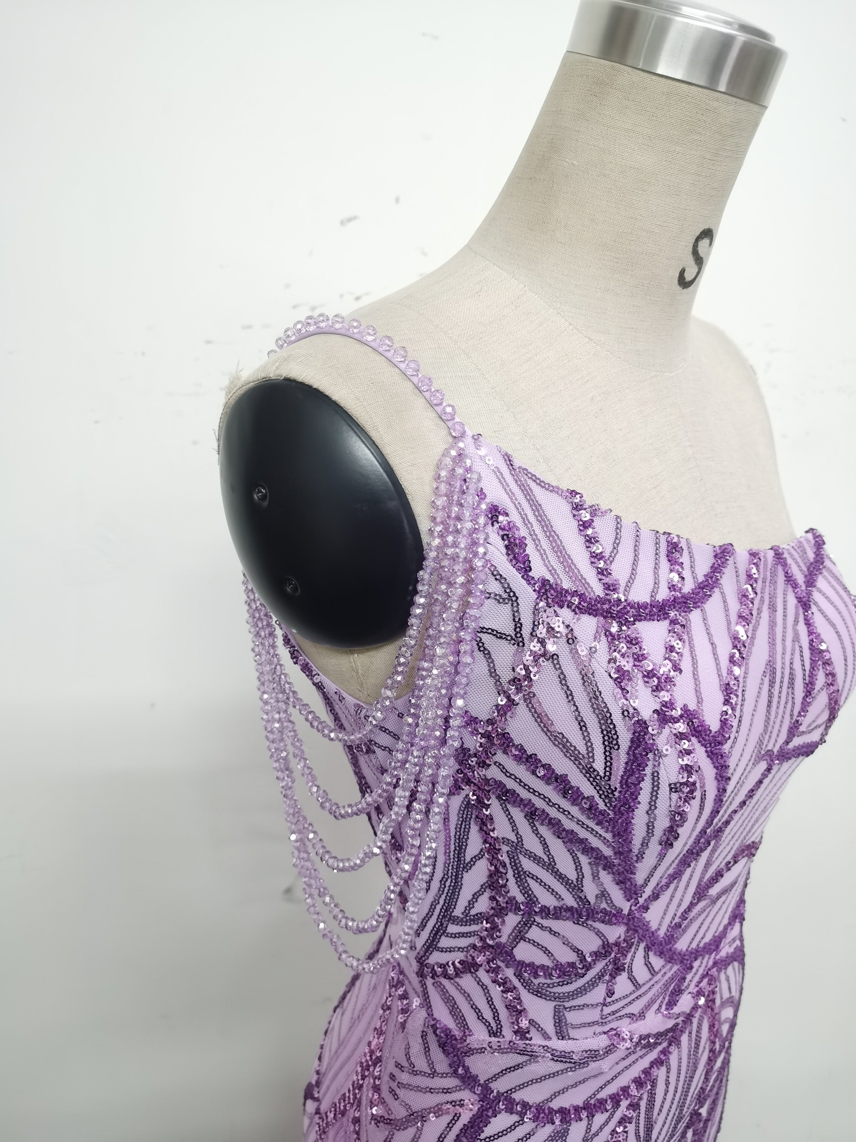 Women One Shoulder Beaded Sequin Embroidery Formal Party Prom Wedding Evening Dress 43