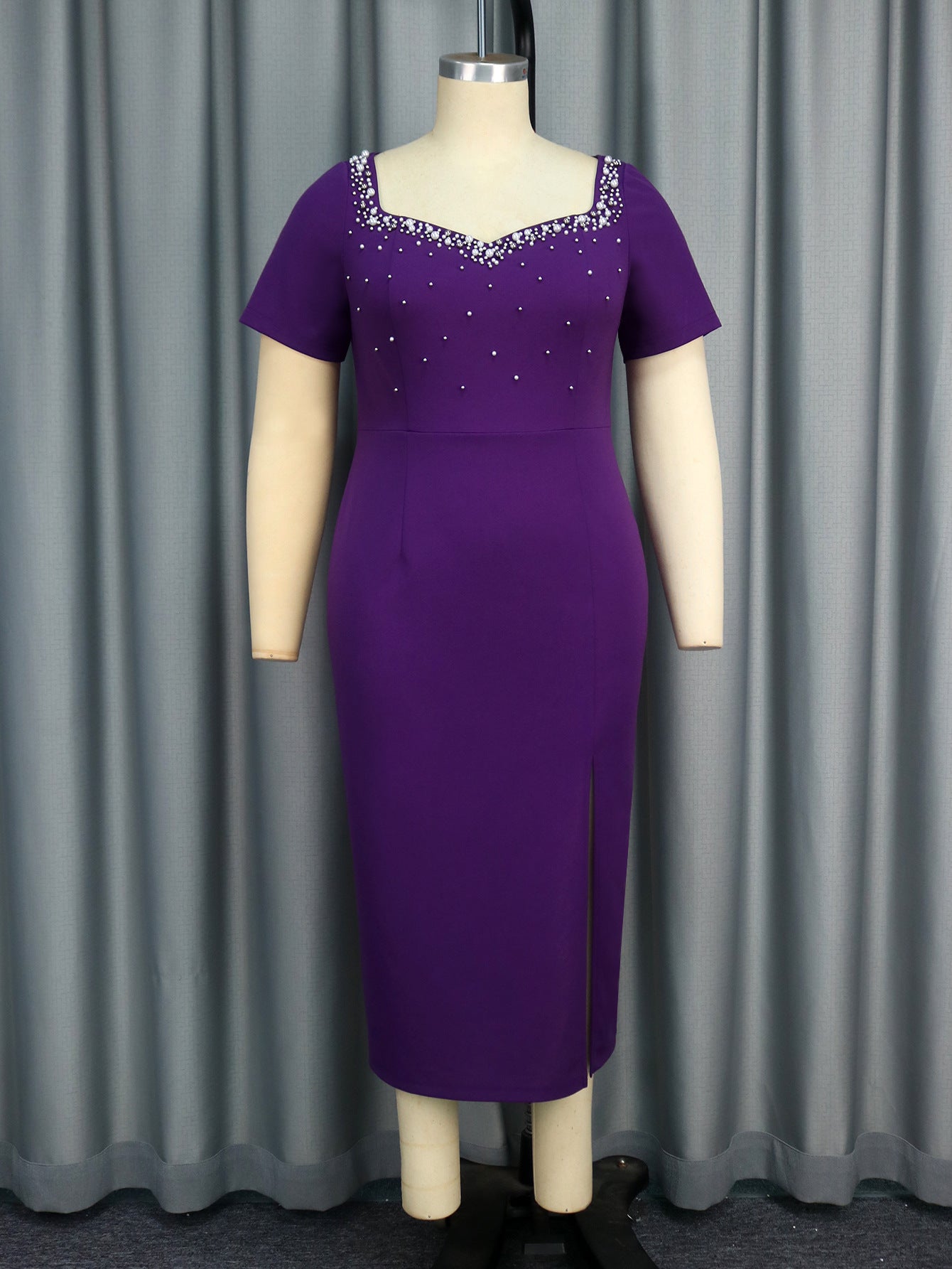 Women African V-Neck Beaded Evening Sexy Slit Bodycon Dresses 3