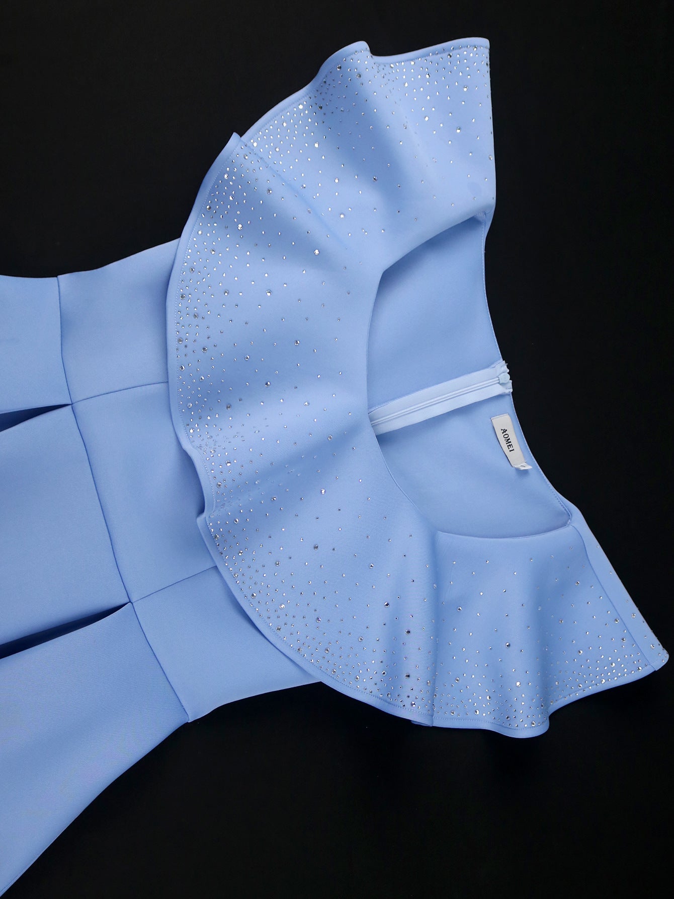 Plus Size Beaded Ruffle Slim Waist A Line Party Dress 5