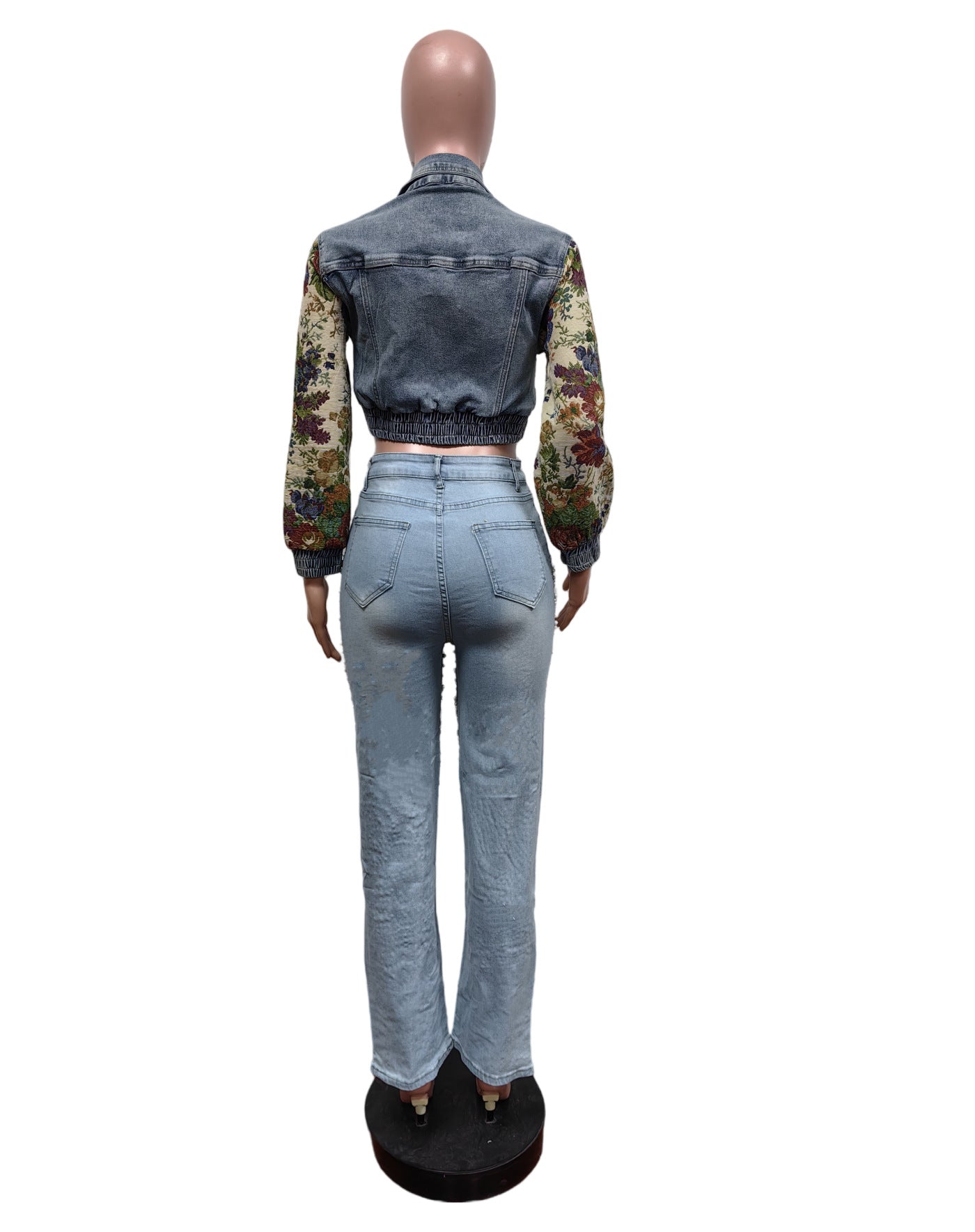 Women Printed Stretch Denim Jacket