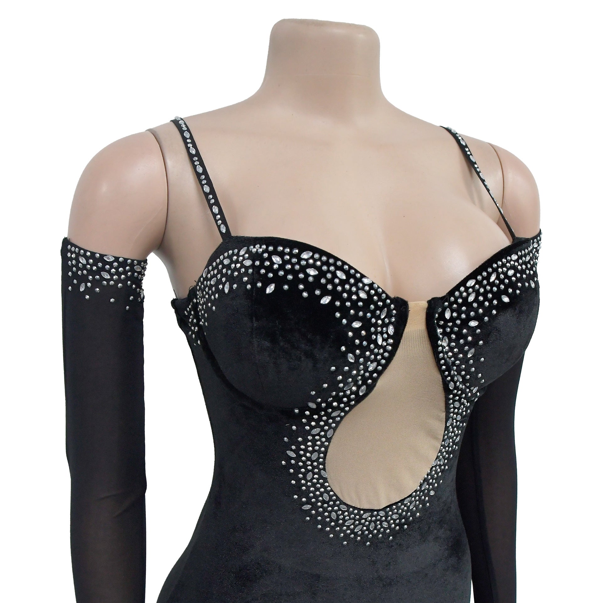 Women Solid Sexy Strapless Beaded Maxi Dress 17