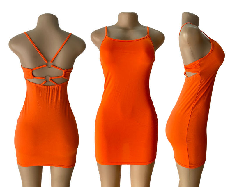 Women Metal Buckle Cross Strapless Backless Sexy Bodycon Dress 13