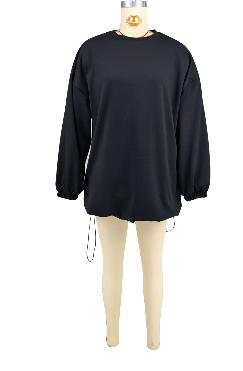 Spring Autumn Women's Fashion Casual Solid Color Loose Long Sleeve Hoodies 5