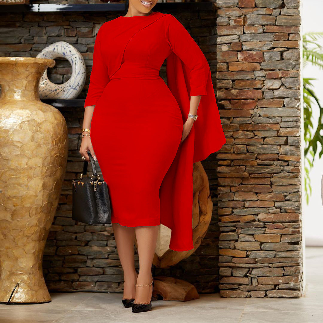 Women's Chic Solid Color Bodycon Africa Plus Size Dress 5