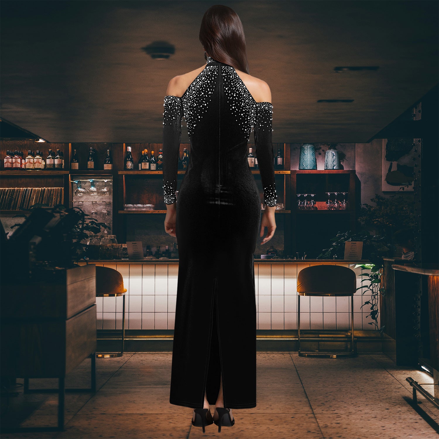 Women beaded bubble beads sexy dress