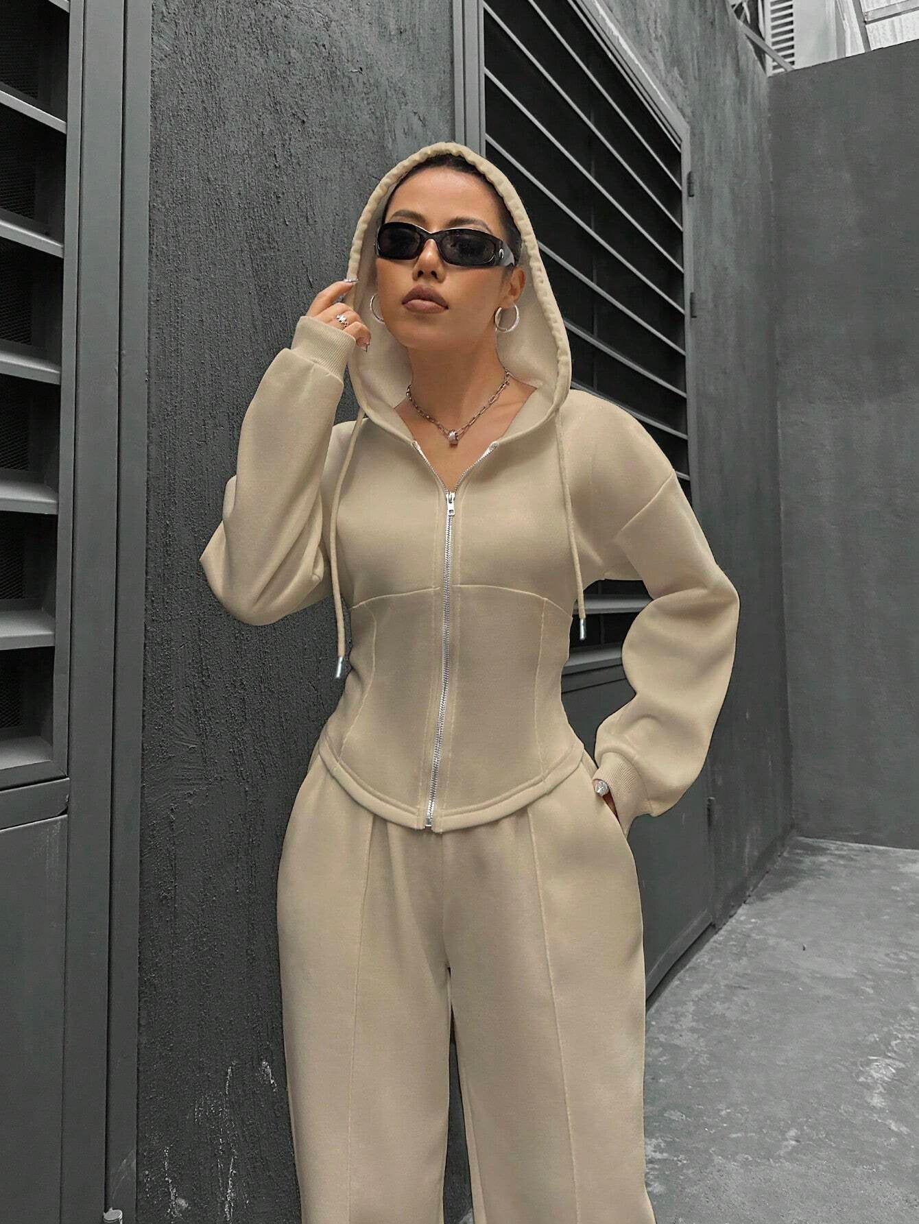 Women Casual hooded Top and Pants two-piece set 9