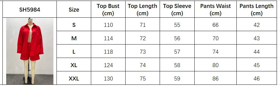 Elegant Women's Long Sleeve Cardigan Shirt Shorts African Plus Size Loose Casual Two-Piece Set 12