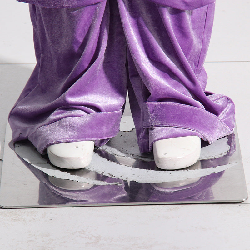 Women Fall Patchwork Pocket  Velvet Pants Straight Leg Cargo Pants 19