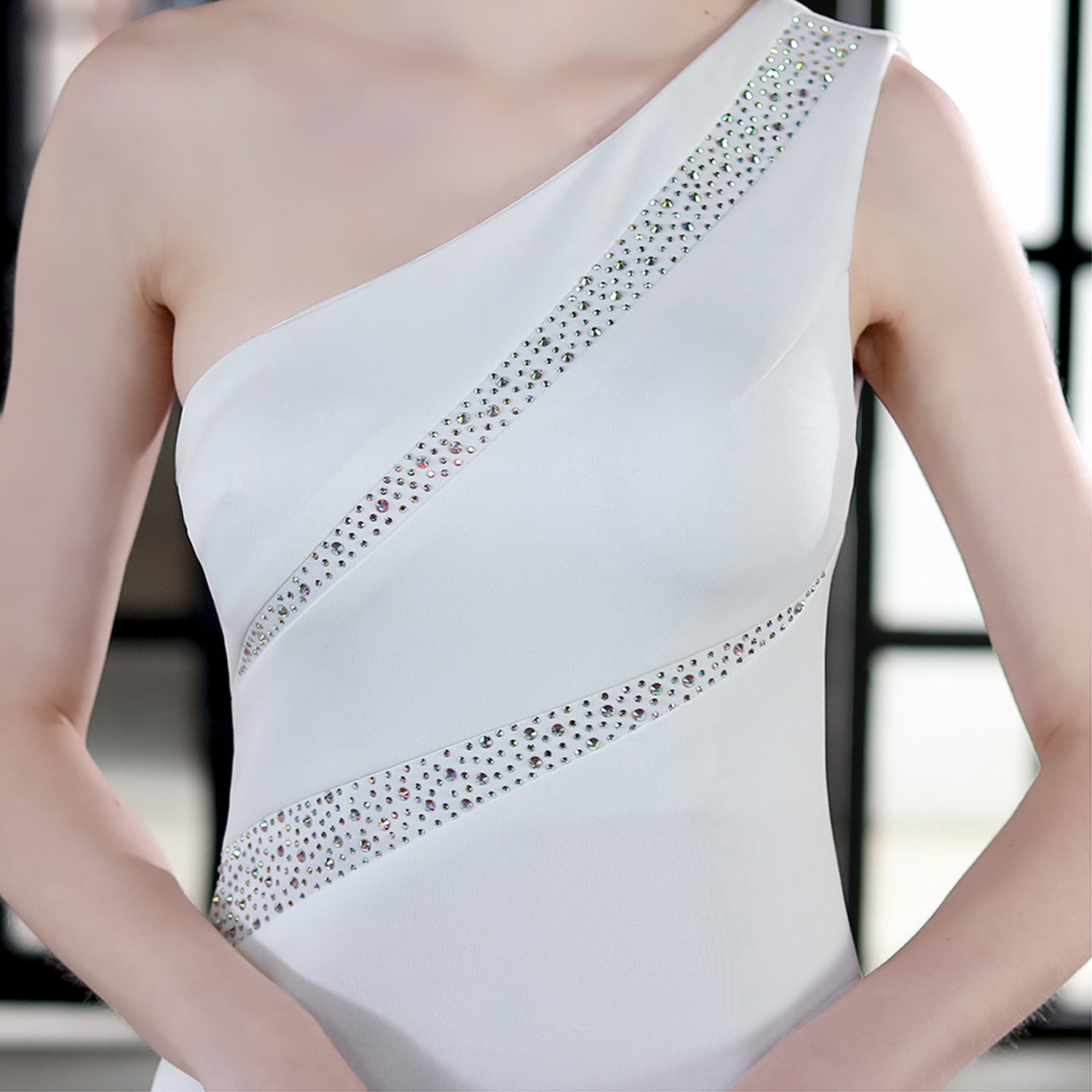 Summer formal beaded one shoulder mermaid evening dress 21