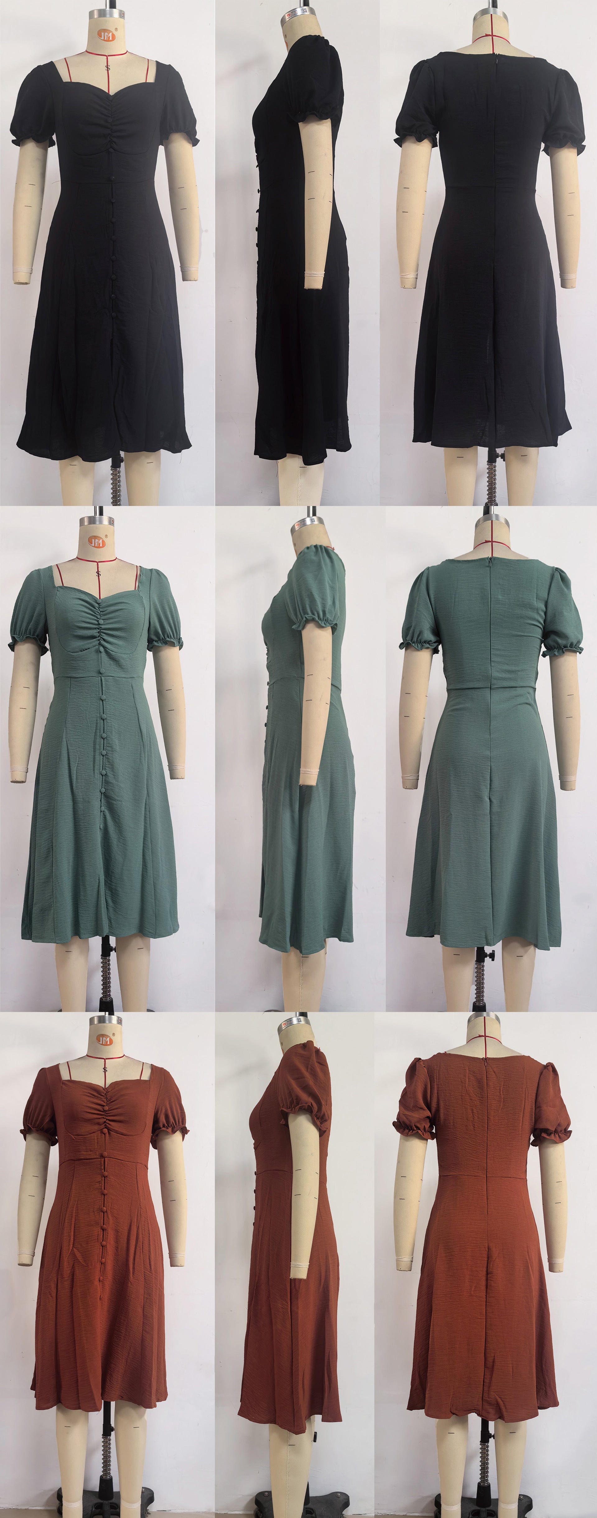 Women's Spring/Summer Chic V-Neck Single Breasted Midi Dress 8