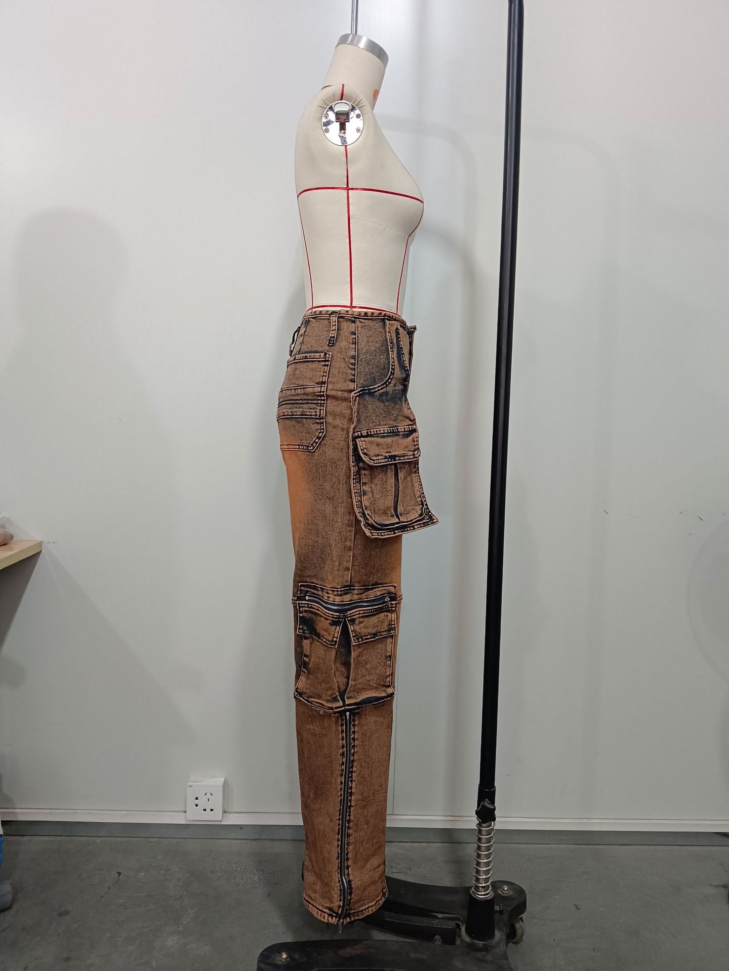 Stylish Casual Patchwork Multi-Pocket Denim Pants 21