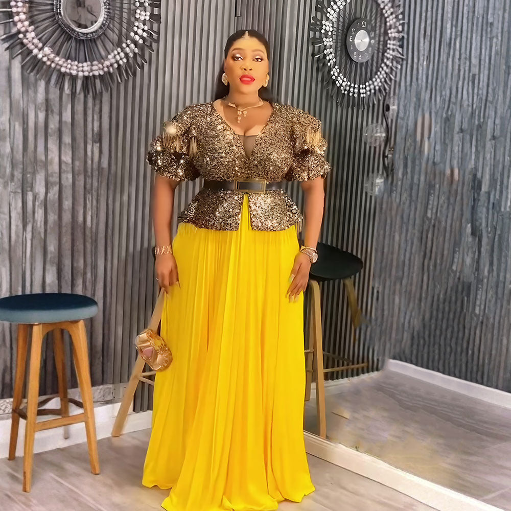 Plus-size African Women elegant sequin dress Dresses