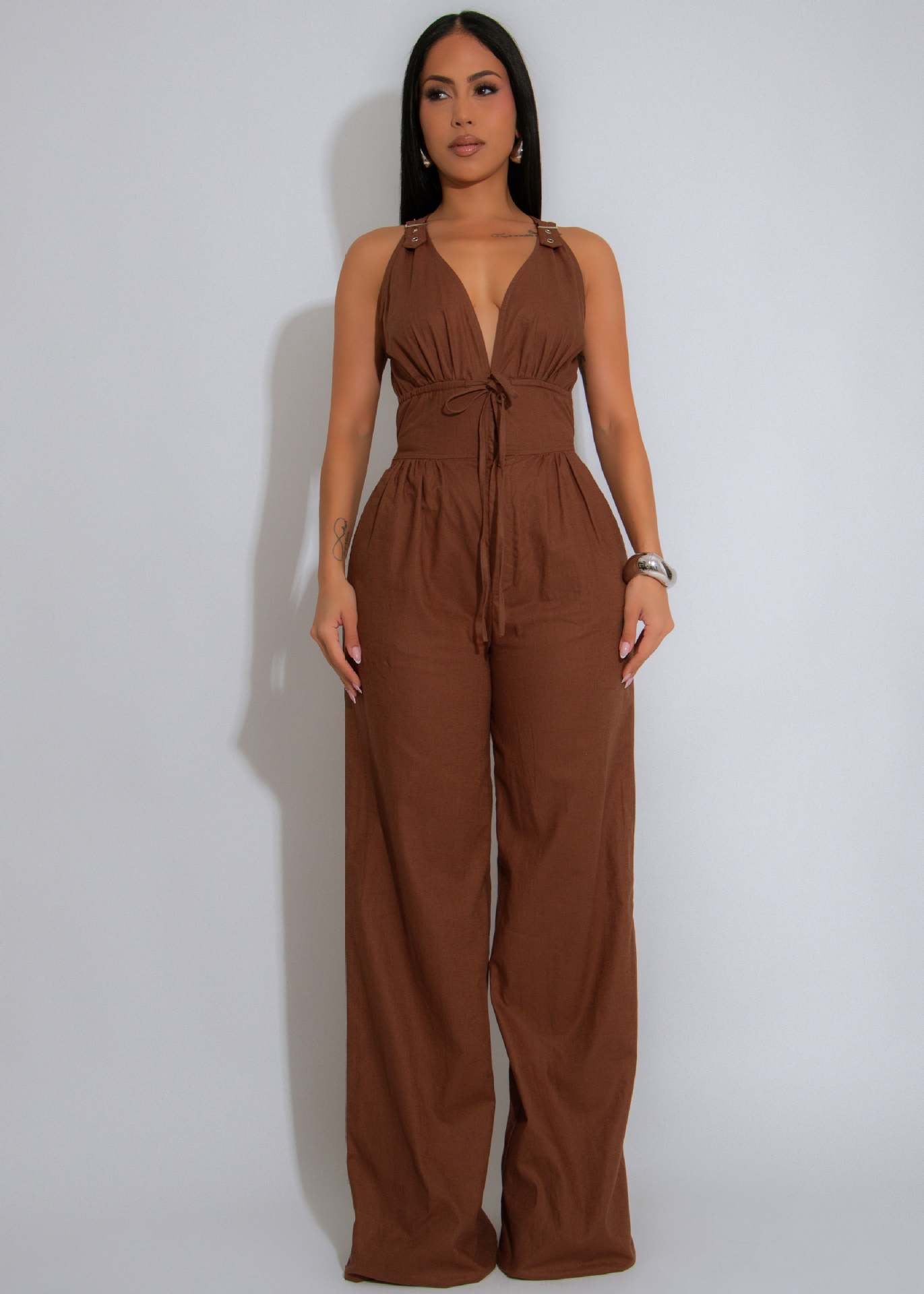 Women Line Patchwork Sleeveless Sports Fitness Jumpsuit 7