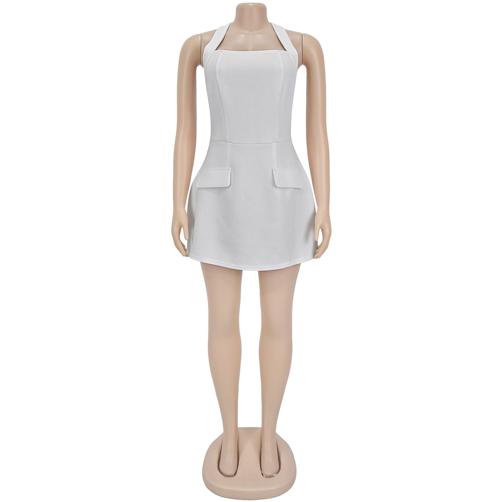 Women Off Shoulder Halter Neck Backless Dress 9