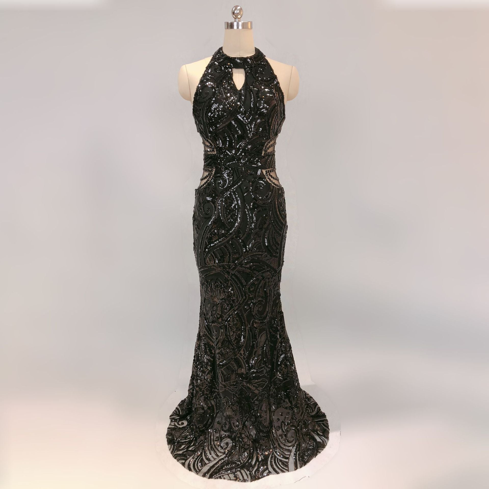 Women Formal Party Halter Neck Elegant Mermaid Evening Gown 10