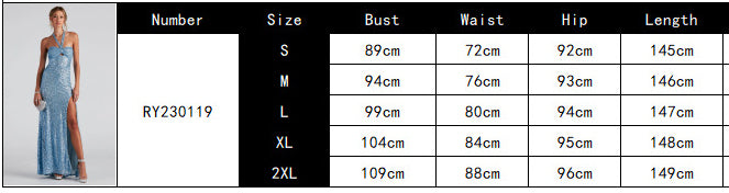 Summer Sexy Chic Dress Sequined Halter Neck Slim Evening Gown 9