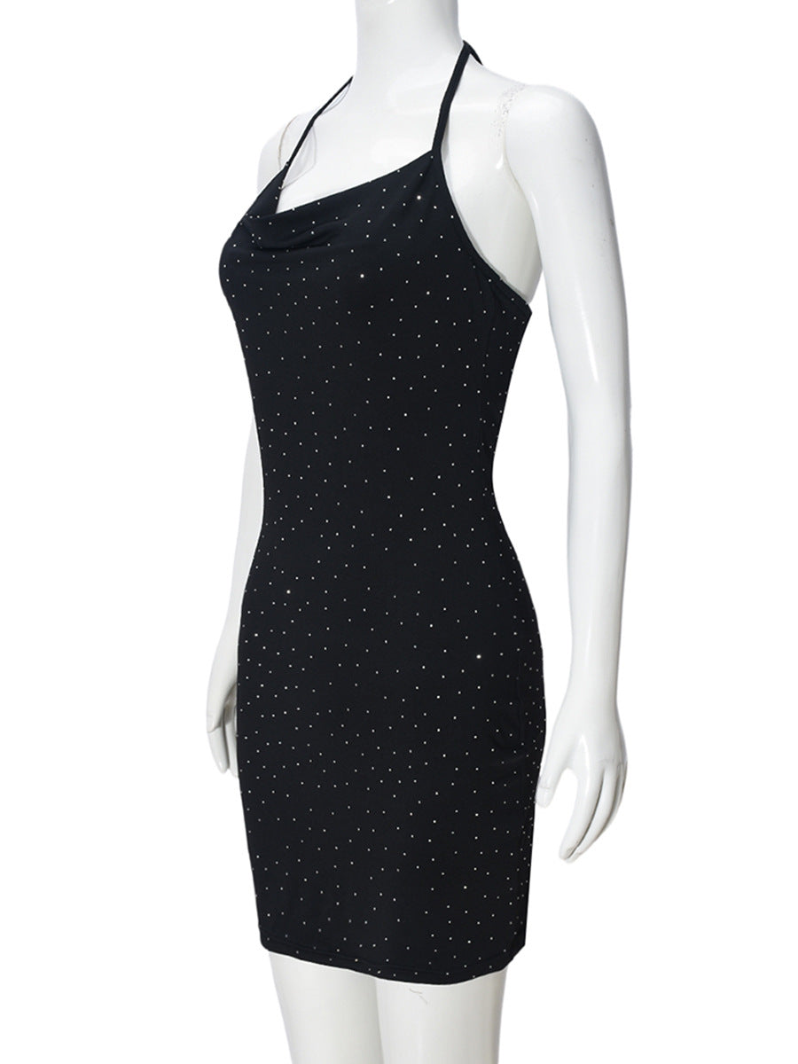 Summer Slim Low-Back Beaded Halter Neck Bodycon Dress for Women 7