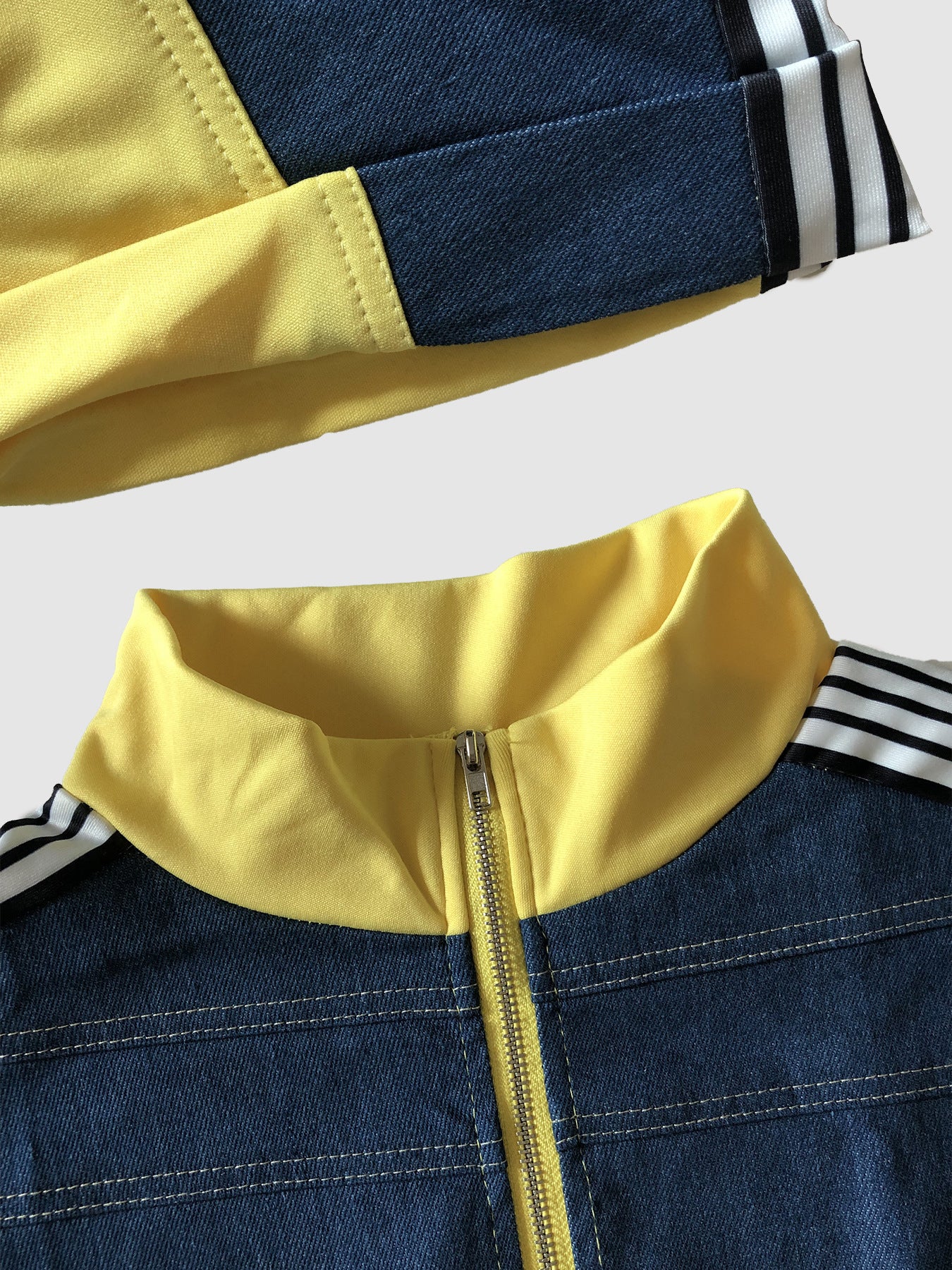 Women Color Blocking Contrast Sports Casual Top + Wide Leg Pants Two-piece Set 20