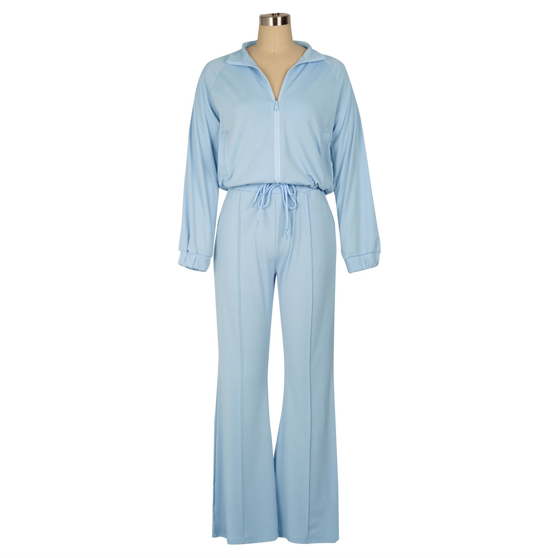 Women Casual Sport Zip Long Sleeve Top and Pant Two-Piece Set 11