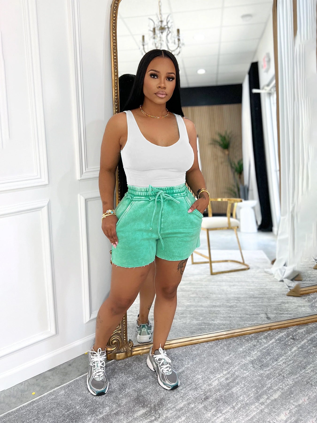 Women summer Casual Multi-Color elastic waist shorts 4