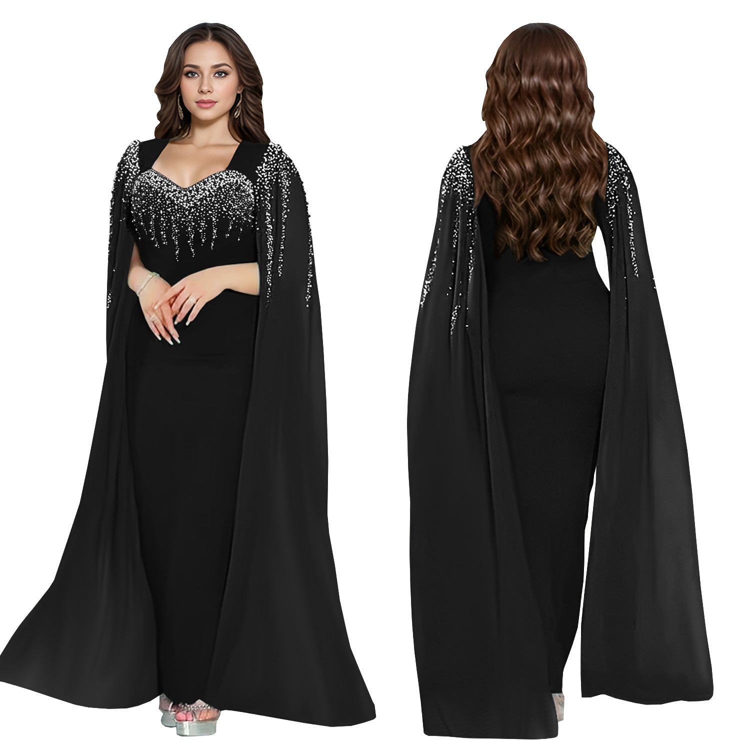 Women's Elegant Chic Beaded Fashionable Evening Dress 11