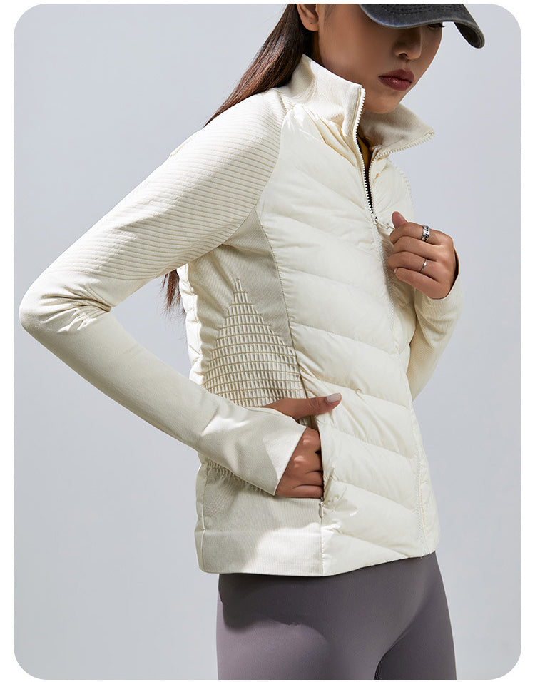 Outdoor Sports Yoga White Goose Padded Down Coat Winter Warm Cotton Padded Short Slim Jacket 7