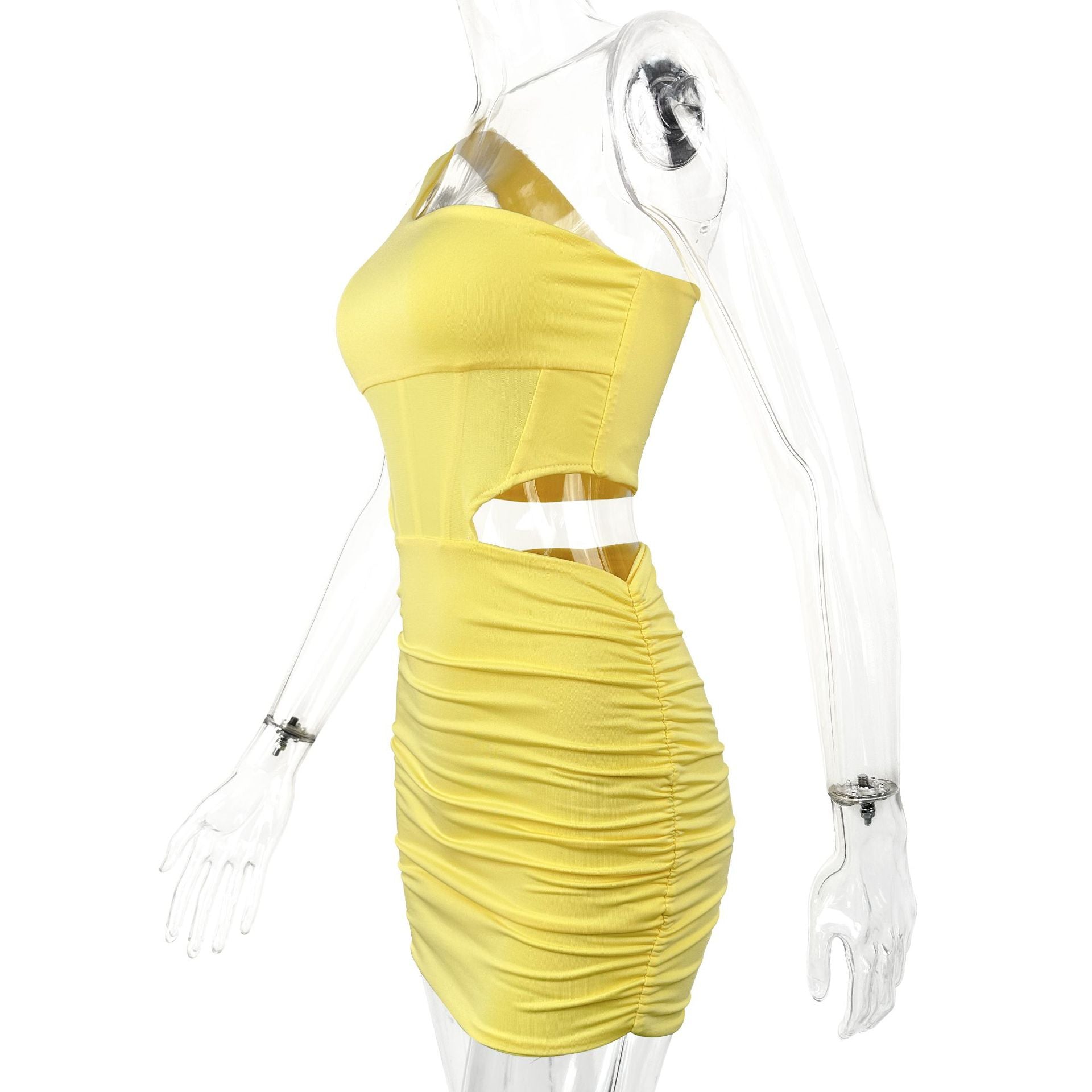 Summer Asymmetric One Shoulder Sheer Cut Out Bodycon Dress 8