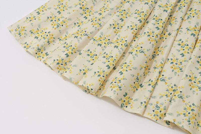 Women summer sexy floral bubble sleeve v-neck French dress 15