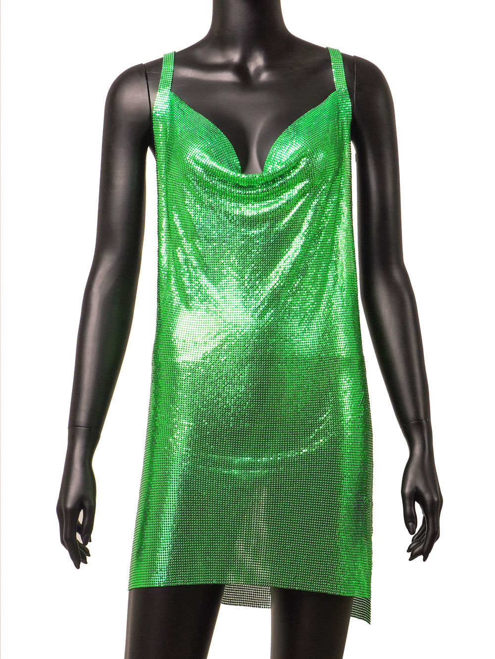 Nightclub Sexy V-Neck Strap Low Back Metal Strap Nightclub Sequin Dress 17