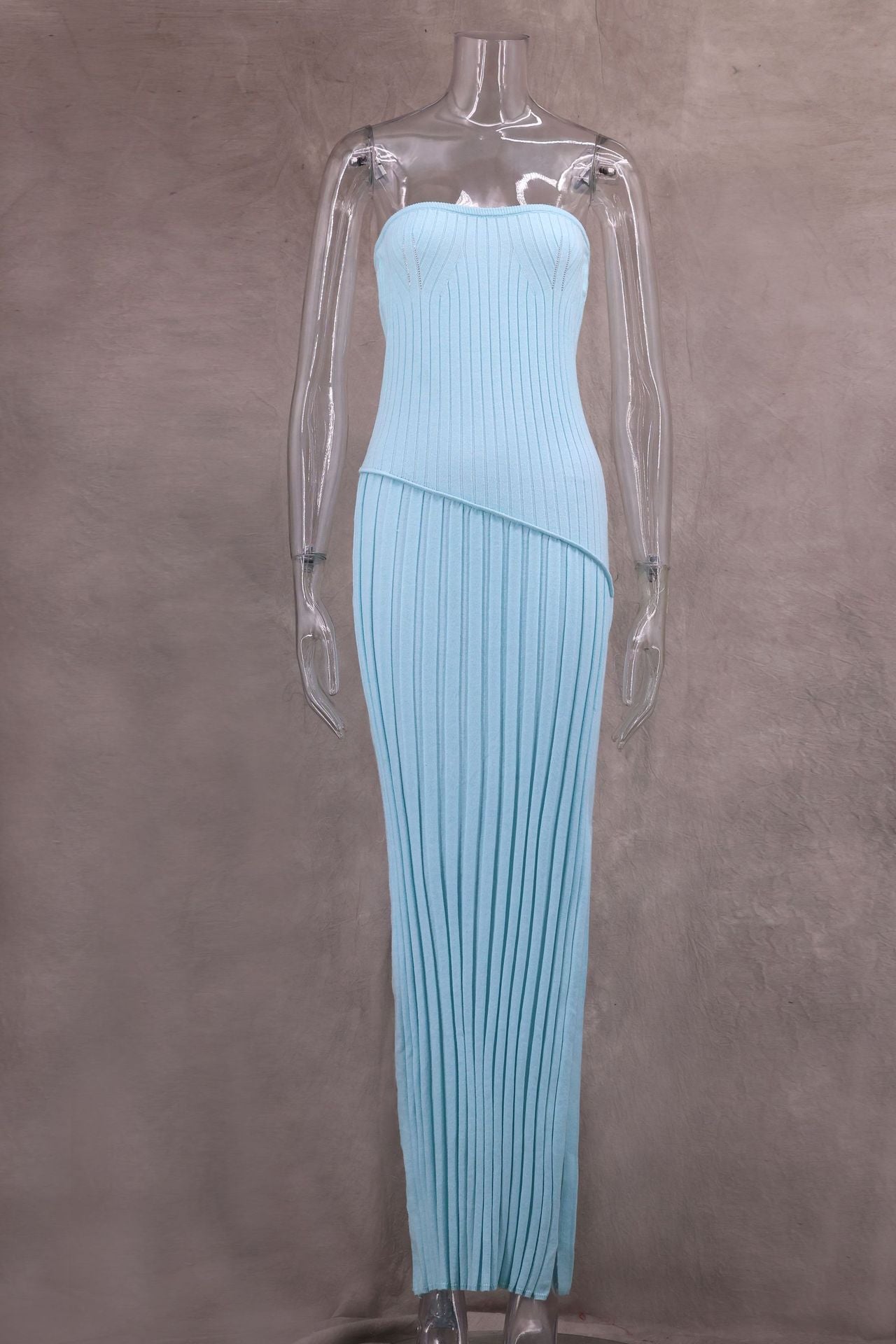 Women spring Summer Strapless twist flower split dress 14