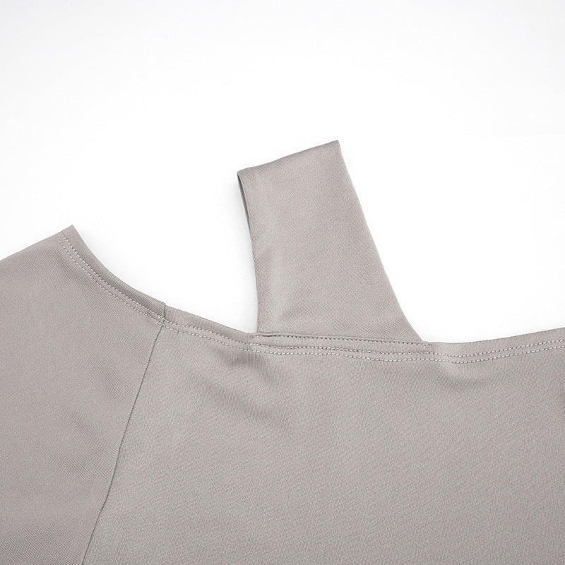 Women's Autumn & Winter Solid Color Casual Slash Shoulder One-Shoulder Lantern Long Sleeve Bell Bottom Pants Set 18