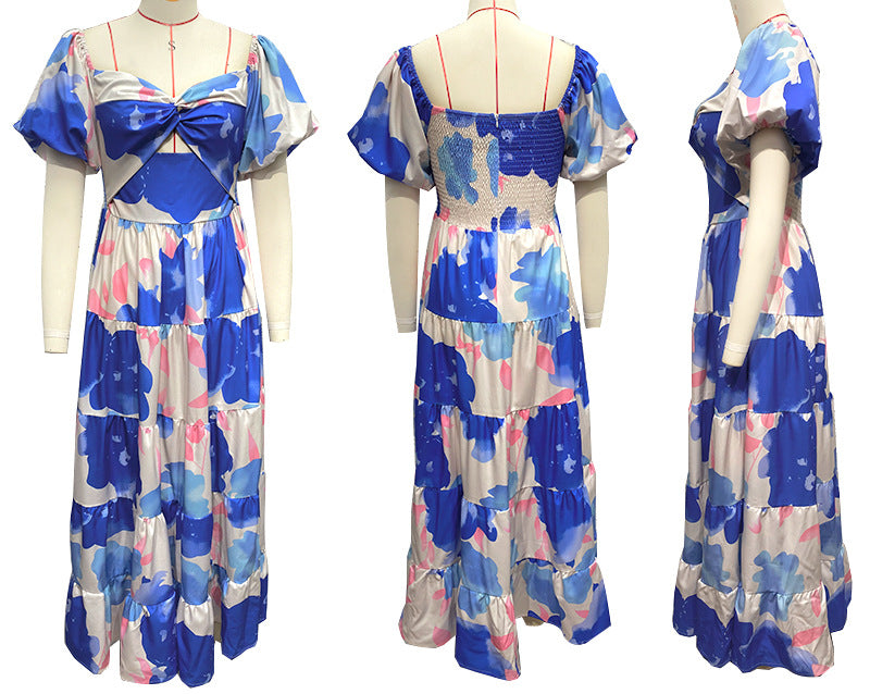 Women Printed Puff Sleeve Dress 11