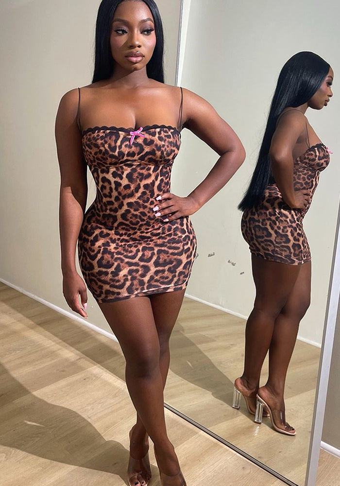 Women summer leopard print bodycon sexy dress