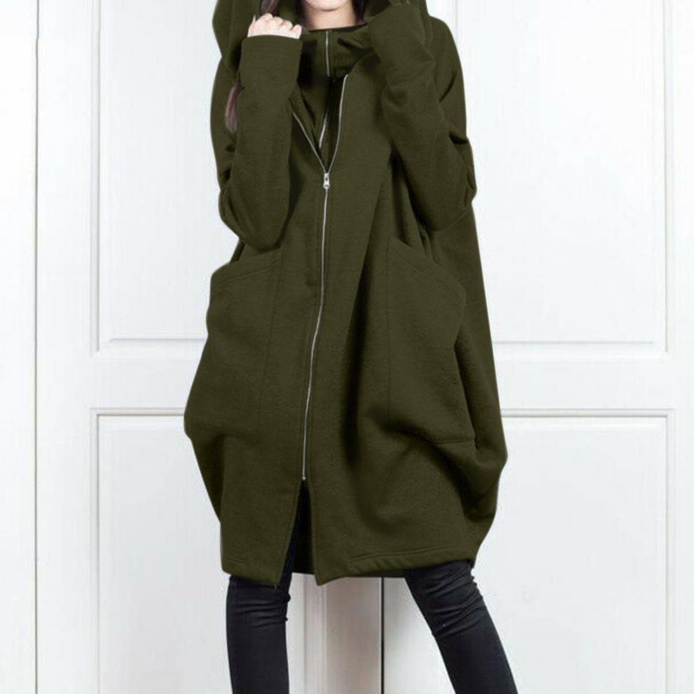 Women Hooded Pocket Zipper Fake Two Piece Loose Jacket Casual Hoodies 5