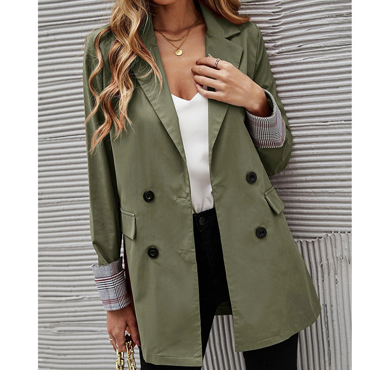 Autumn And Winter Women's Solid Color Turndown Collar Button Slim Chic Blazer 7