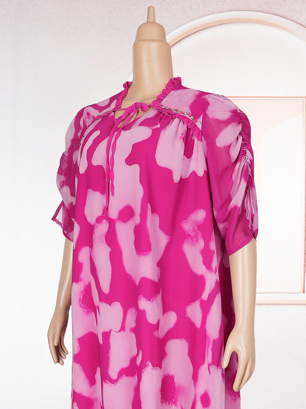 Plus Size African Women Chiffon Print Dress 16